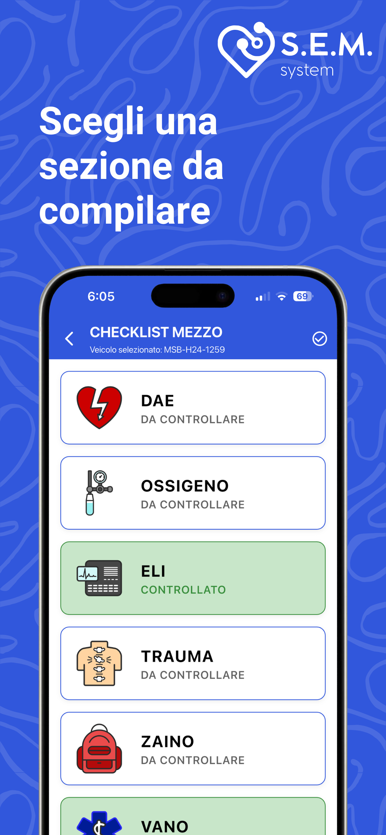 Lista mezzi con stato e dettagli